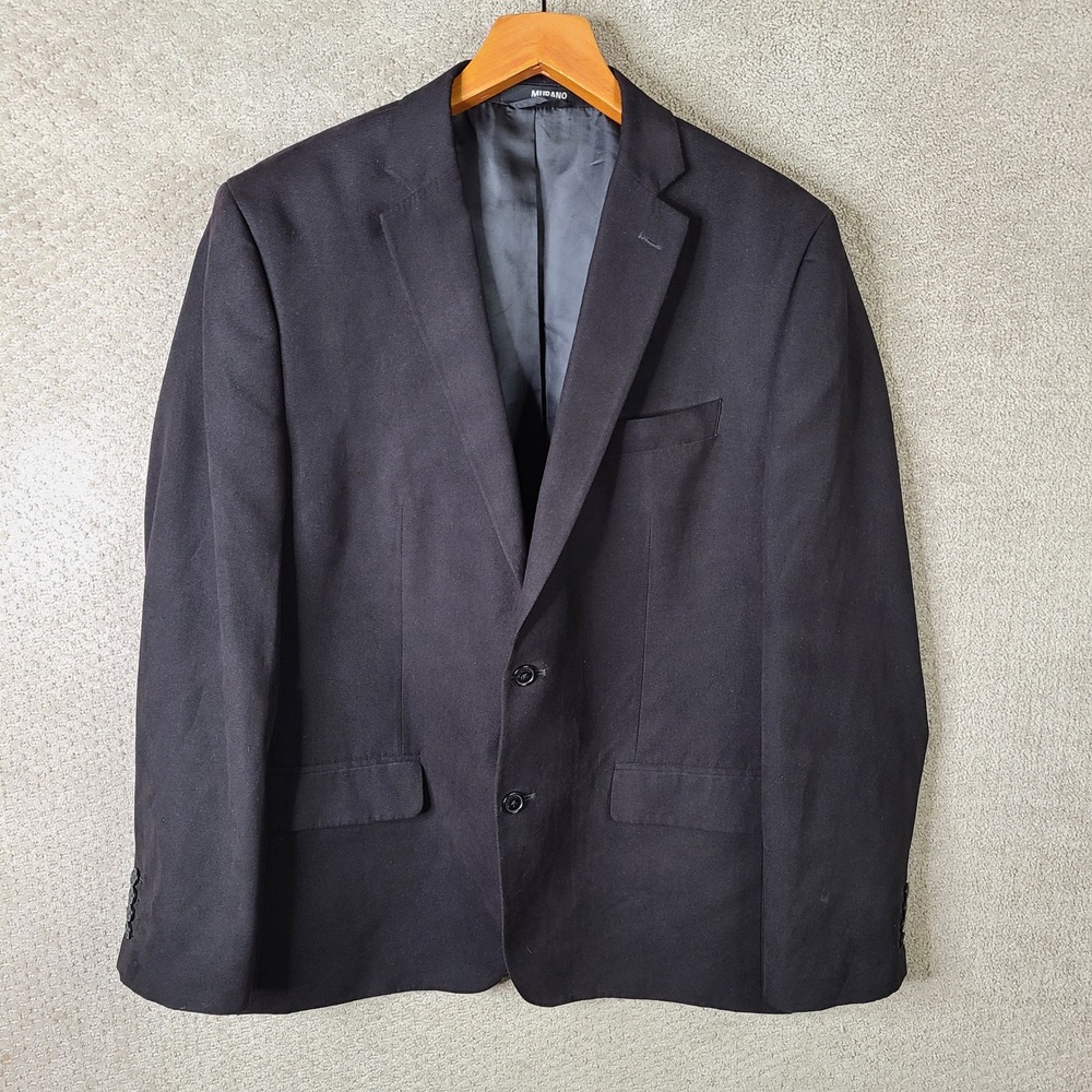 Murano Jacket Mens XL Black Blazer Faux Suede Two Button Polyester Sport Coat